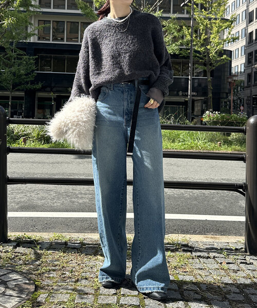 DouDou(ドゥドゥ)の「【WEB限定】リングヤーンクルーネックプルオーバー(ニット/セーター・レディース・アイボリー/チャコールグレー/オレンジ・FREE)」の13枚目の写真