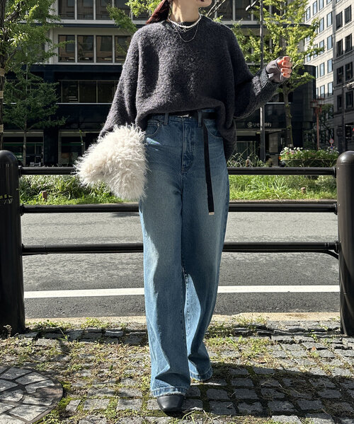 DouDou(ドゥドゥ)の「【WEB限定】リングヤーンクルーネックプルオーバー(ニット/セーター・レディース・アイボリー/チャコールグレー/オレンジ・FREE)」の14枚目の写真