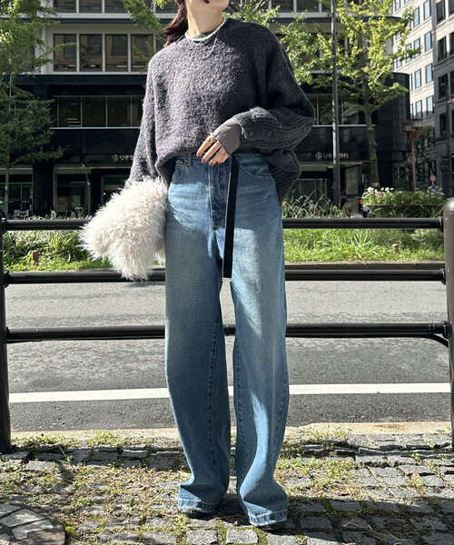 DouDou(ドゥドゥ)の「【WEB限定】リングヤーンクルーネックプルオーバー(ニット/セーター・レディース・アイボリー/チャコールグレー/オレンジ・FREE)」の15枚目の写真