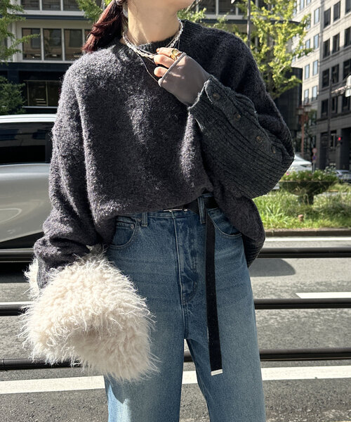 DouDou(ドゥドゥ)の「【WEB限定】リングヤーンクルーネックプルオーバー(ニット/セーター・レディース・アイボリー/チャコールグレー/オレンジ・FREE)」の19枚目の写真