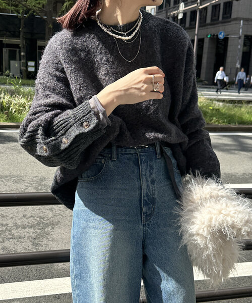 DouDou(ドゥドゥ)の「【WEB限定】リングヤーンクルーネックプルオーバー(ニット/セーター・レディース・アイボリー/チャコールグレー/オレンジ・FREE)」の20枚目の写真