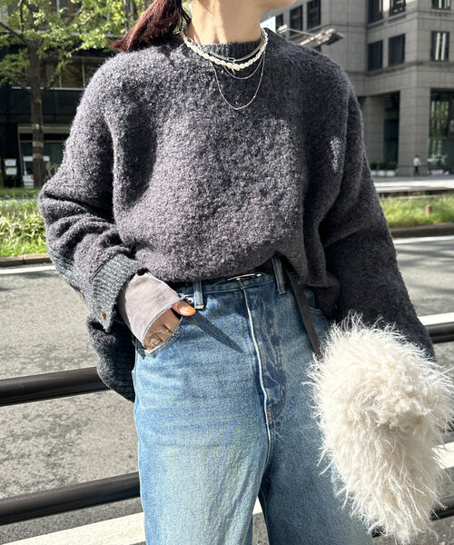 DouDou(ドゥドゥ)の「【WEB限定】リングヤーンクルーネックプルオーバー(ニット/セーター・レディース・アイボリー/チャコールグレー/オレンジ・FREE)」の21枚目の写真