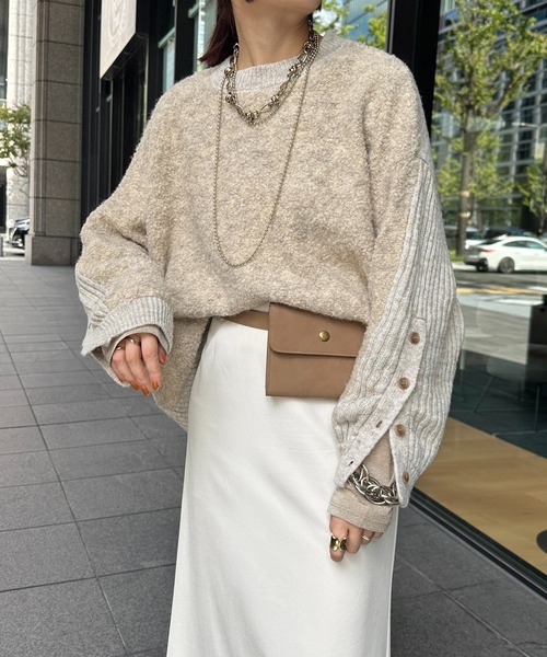 DouDou(ドゥドゥ)の「【WEB限定】リングヤーンクルーネックプルオーバー(ニット/セーター・レディース・アイボリー/チャコールグレー/オレンジ・FREE)」の3枚目の写真