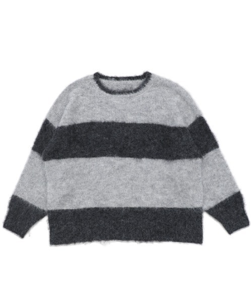 select MOCA(セレクトモカ)の「アルパカタッチボーダールーズニット(ニット/セーター・レディース・チャコールグレー/グレー/ブラウン・FREE)」の6枚目の写真