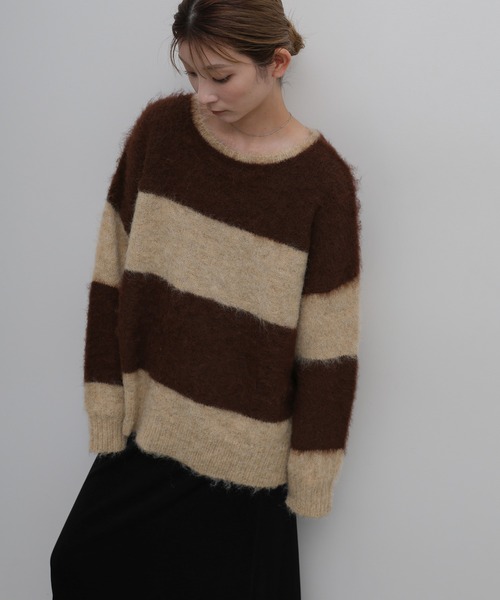select MOCA(セレクトモカ)の「アルパカタッチボーダールーズニット(ニット/セーター・レディース・チャコールグレー/グレー/ブラウン・FREE)」の21枚目の写真