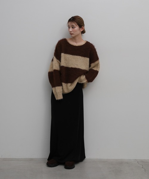 select MOCA(セレクトモカ)の「アルパカタッチボーダールーズニット(ニット/セーター・レディース・チャコールグレー/グレー/ブラウン・FREE)」の13枚目の写真