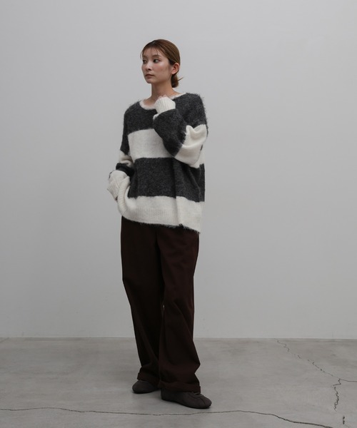 select MOCA(セレクトモカ)の「アルパカタッチボーダールーズニット(ニット/セーター・レディース・チャコールグレー/グレー/ブラウン・FREE)」の17枚目の写真