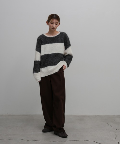 select MOCA(セレクトモカ)の「アルパカタッチボーダールーズニット(ニット/セーター・レディース・チャコールグレー/グレー/ブラウン・FREE)」の11枚目の写真