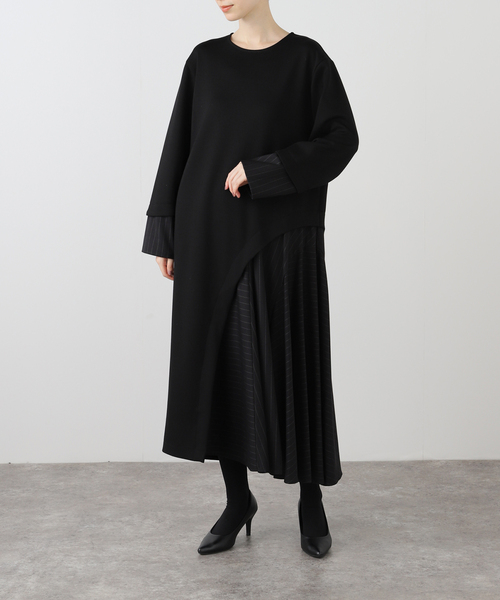 La TOTALITE(ラトータリテ)の「【MARECHAL TERRE/マルシャルテル】ダンボールニットコンビワンピース(ワンピース・レディース・ブラック/グリーン・FREE)」の2枚目の写真