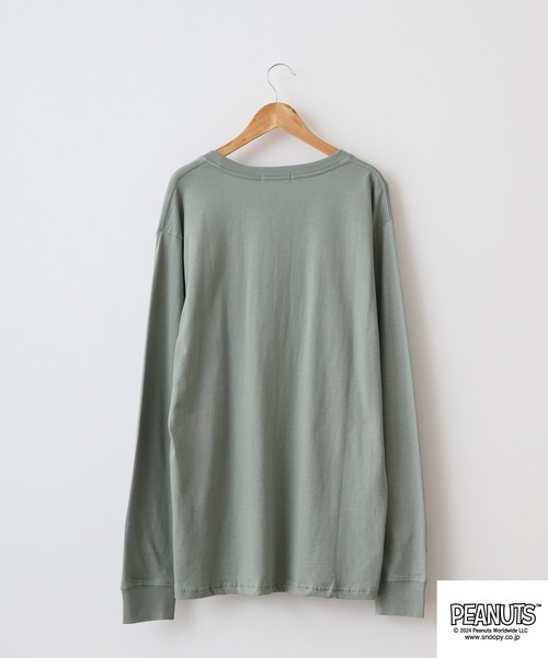 PEANUTS(ピーナッツ)の「PEATNUTS 天竺サガラ刺繍長袖Tシャツ(Tシャツ/カットソー・メンズ・カーキ/ピンクベージュ/ブラック/ブルーグレー/杢グレー/チャコール・M/L/LL)」の15枚目の写真