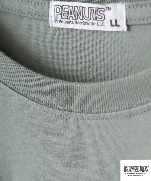 PEANUTS(ピーナッツ)の「PEATNUTS 天竺サガラ刺繍長袖Tシャツ(Tシャツ/カットソー・メンズ・カーキ/ピンクベージュ/ブラック/ブルーグレー/杢グレー/チャコール・M/L/LL)」の13枚目の写真
