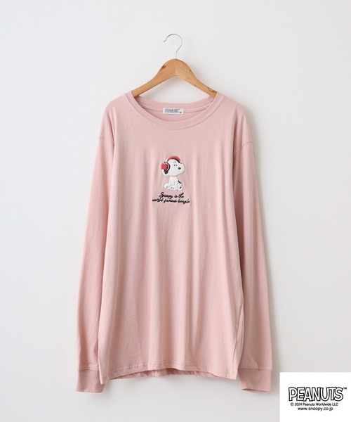 PEANUTS(ピーナッツ)の「PEATNUTS 天竺サガラ刺繍長袖Tシャツ(Tシャツ/カットソー・メンズ・カーキ/ピンクベージュ/ブラック/ブルーグレー/杢グレー/チャコール・M/L/LL)」の10枚目の写真