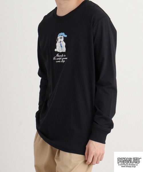 PEANUTS(ピーナッツ)の「PEATNUTS 天竺サガラ刺繍長袖Tシャツ(Tシャツ/カットソー・メンズ・カーキ/ピンクベージュ/ブラック/ブルーグレー/杢グレー/チャコール・M/L/LL)」の22枚目の写真