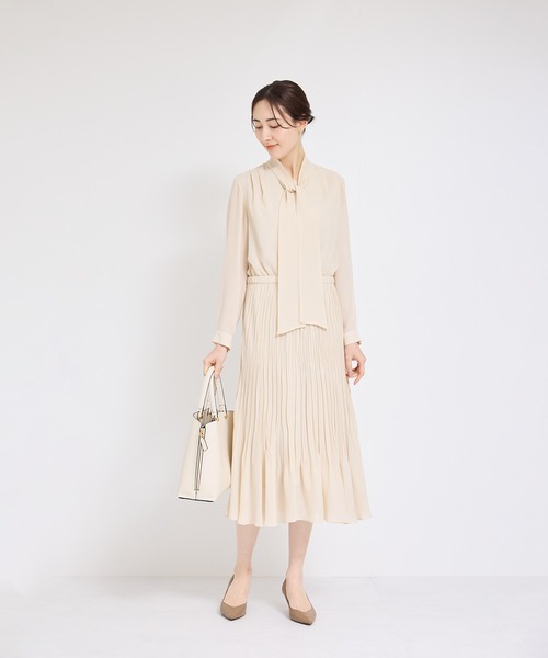 ジョーゼットシフォンプリーツワンピース【セレモニー対応】（ワンピース）｜ROPE'（ロペ）