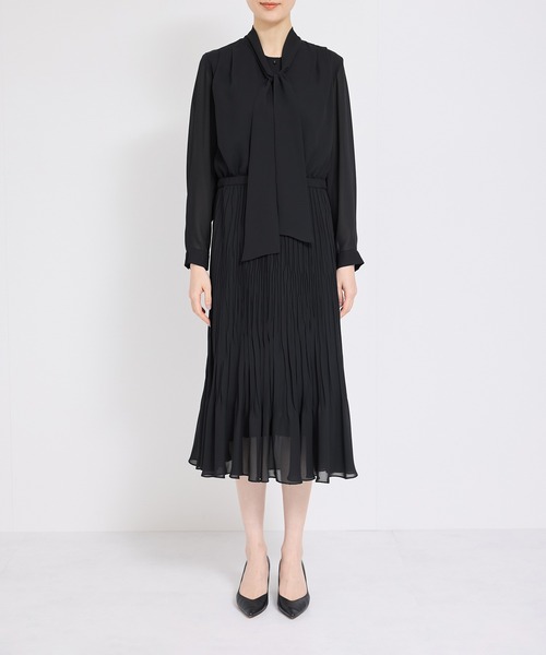ジョーゼットシフォンプリーツワンピース【セレモニー対応】（ワンピース）｜ROPE'（ロペ）