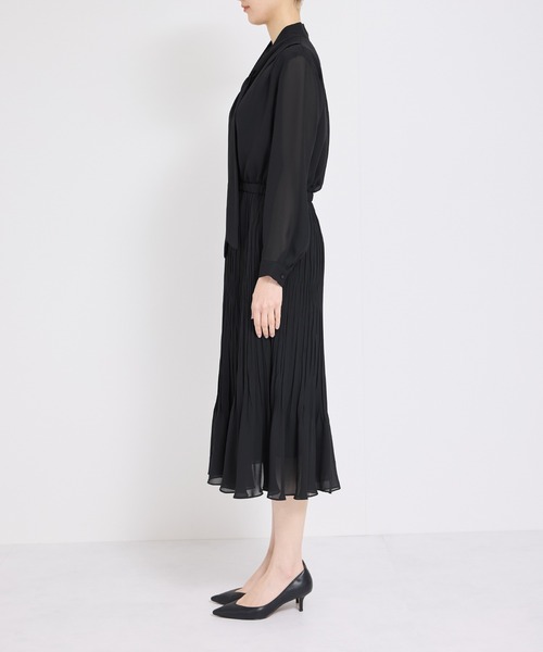 ジョーゼットシフォンプリーツワンピース【セレモニー対応】（ワンピース）｜ROPE'（ロペ）