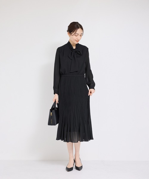 ジョーゼットシフォンプリーツワンピース【セレモニー対応】（ワンピース）｜ROPE'（ロペ）