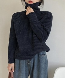 シルバーラメ入れタートルネックニットプルオーバー