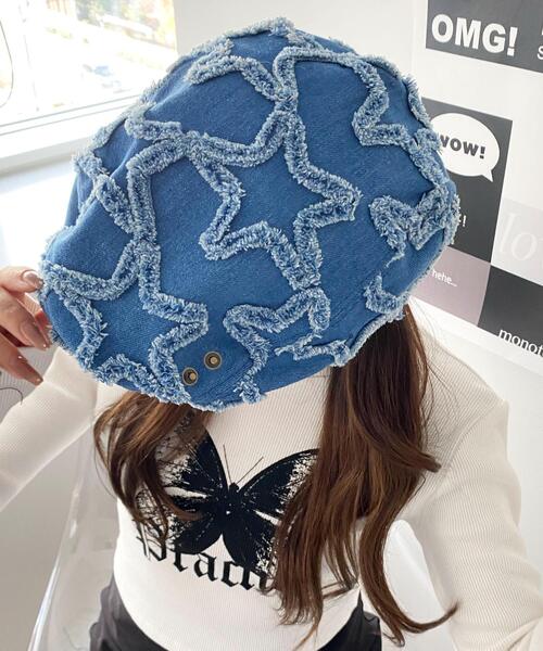 WEGO（ウィゴー）の「WEGO/スターフリンジハンチング（ハンチング/ベレー帽・レディース・インディゴブルー/ダークインディゴブルー・FREE）」の3枚目の写真