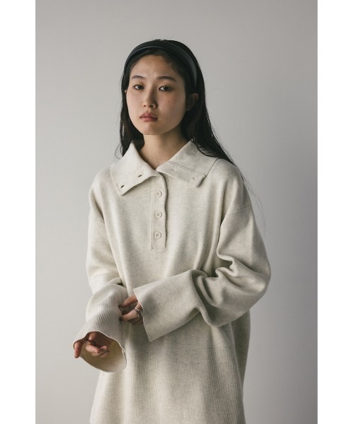 STYLEMIXER(スタイルミキサー)の「フロントボタンスウェットニット(ニット/セーター・レディース・ホワイト/ピンク/ネイビー・FREE)」の5枚目の写真