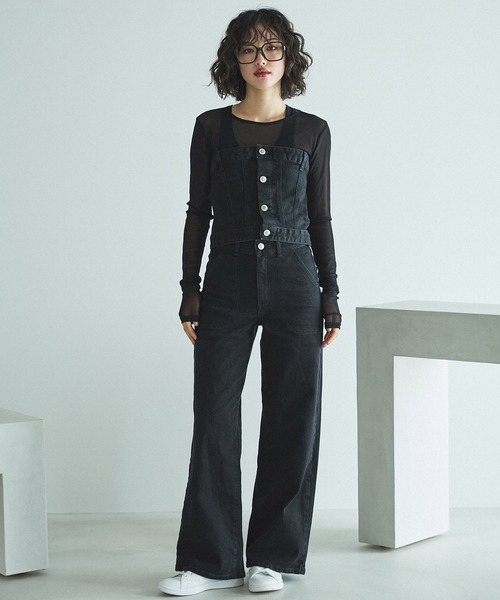 SOMETHING LISAレースアップワイドデニムパンツ（デニムパンツ