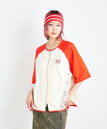 レースドッキングダブルジップシャツ