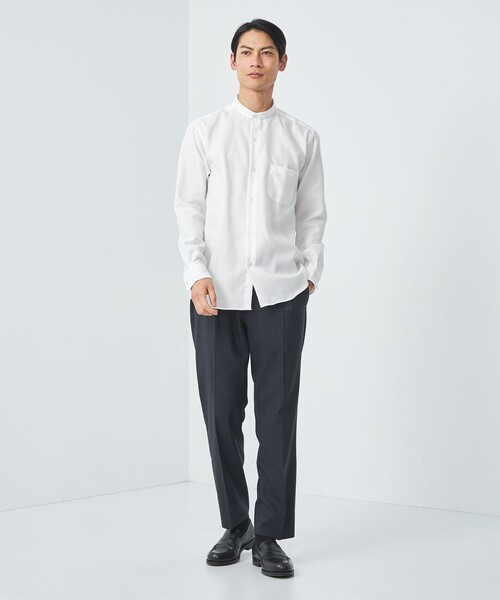 green label relaxing（グリーンレーベルリラクシング）の「エブリット コットンオックス ムジ バンドカラー シャツ -イージーアイロン-（シャツ/ブラウス・メンズ・コバルトブルー/ホワイト・S/XL/L/M）」の7枚目の写真