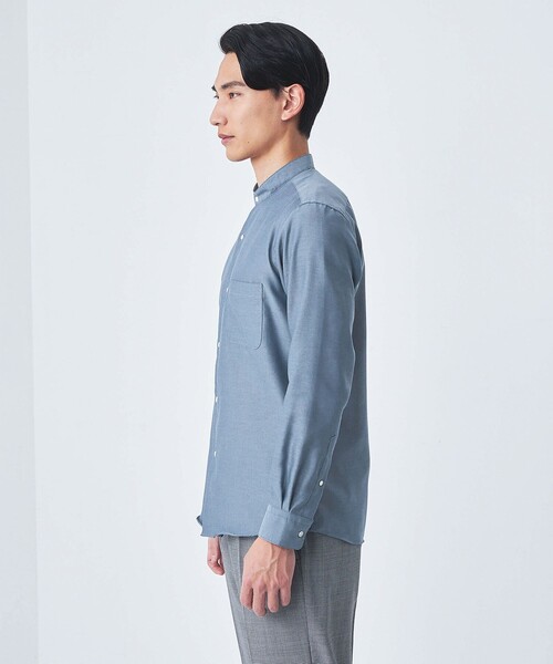 green label relaxing（グリーンレーベルリラクシング）の「エブリット コットンオックス ムジ バンドカラー シャツ -イージーアイロン-（シャツ/ブラウス・メンズ・コバルトブルー/ホワイト・S/XL/L/M）」の3枚目の写真