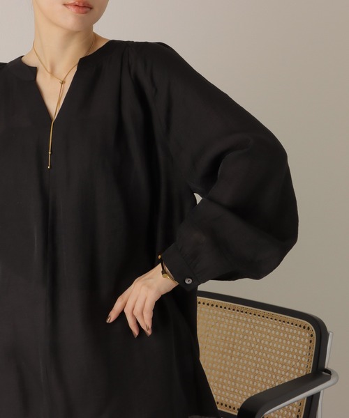 LAULEN(ローレン)の「washer skipper neck blouse /ワッシャー加工 スキッパー ネックブラウス(シャツ/ブラウス・レディース・ブラック/アイボリー・FREE)」の8枚目の写真