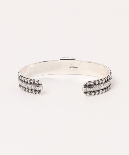 Indian Jewelry(インディアンジュエリー)の「THEATER シアター センタースクエアストーンシルバーバングル Made in USA(バングル/リストバンド・メンズ・ブルー/ブラック・FREE)」の14枚目の写真