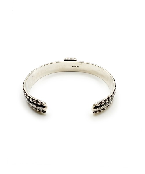 Indian Jewelry(インディアンジュエリー)の「THEATER シアター センタースクエアストーンシルバーバングル Made in USA(バングル/リストバンド・メンズ・ブルー/ブラック・FREE)」の8枚目の写真