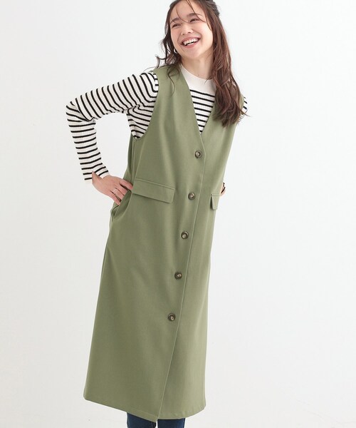 DRESKIP(ドレスキップ)の「【S-LL/2WAY】ジャンドレにもなるロングジレ(ベスト・レディース・ライトベージュ/オリーブ/ブラック・01/04/03/02)」の1枚目の写真