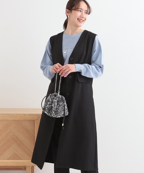 DRESKIP(ドレスキップ)の「【S-LL/2WAY】ジャンドレにもなるロングジレ(ベスト・レディース・ライトベージュ/オリーブ/ブラック・01/04/03/02)」の2枚目の写真