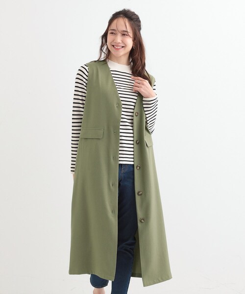 DRESKIP(ドレスキップ)の「【S-LL/2WAY】ジャンドレにもなるロングジレ(ベスト・レディース・ライトベージュ/オリーブ/ブラック・01/04/03/02)」の15枚目の写真
