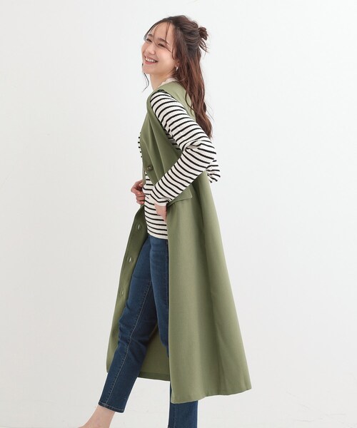 DRESKIP(ドレスキップ)の「【S-LL/2WAY】ジャンドレにもなるロングジレ(ベスト・レディース・ライトベージュ/オリーブ/ブラック・01/04/03/02)」の16枚目の写真