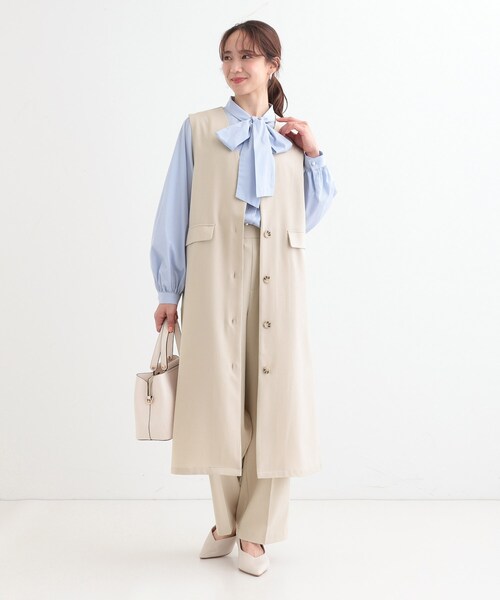 DRESKIP(ドレスキップ)の「【S-LL/2WAY】ジャンドレにもなるロングジレ(ベスト・レディース・ライトベージュ/オリーブ/ブラック・01/04/03/02)」の9枚目の写真