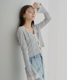 Chico | レースドッキングリブニットカーディガン(カーディガン/ボレロ)