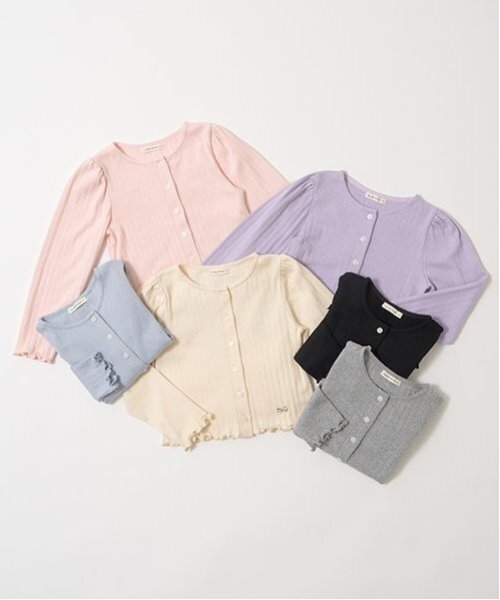 Lycee mine(リセマイン)の「パターンメッシュカーディガン(Tシャツ/カットソー・キッズ・トップグレー/クリーム/ブルーグレー/ラベンダー/ブラック/ピンク・120cm/110cm/150cm/100cm/140cm/130cm)」の7枚目の写真