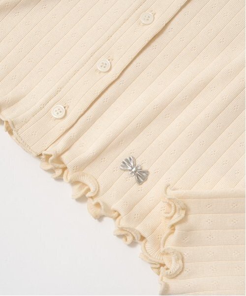 Lycee mine(リセマイン)の「パターンメッシュカーディガン(Tシャツ/カットソー・キッズ・トップグレー/クリーム/ブルーグレー/ラベンダー/ブラック/ピンク・120cm/110cm/150cm/100cm/140cm/130cm)」の10枚目の写真