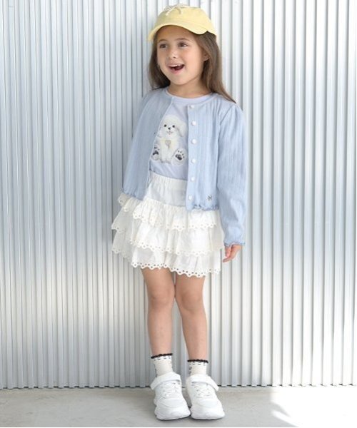 Lycee mine(リセマイン)の「パターンメッシュカーディガン(Tシャツ/カットソー・キッズ・トップグレー/クリーム/ブルーグレー/ラベンダー/ブラック/ピンク・120cm/110cm/150cm/100cm/140cm/130cm)」の18枚目の写真