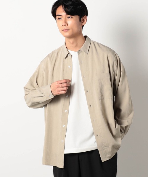 Grand PARK(グランドパーク)の「レーヨンナイロンドビーオーバーシャツ(シャツ/ブラウス・メンズ・ベージュ/グリーン/ホワイト・MEDIUM/LARGE)」の1枚目の写真