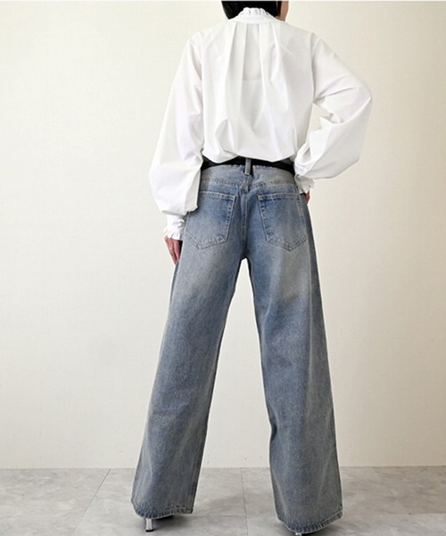 STYLEBLOCK（スタイルブロック）の「プチフリル2WAYブラウス（シャツ/ブラウス・レディース・ブラック/ライトブルー/ブルー/ホワイト・M）」の9枚目の写真