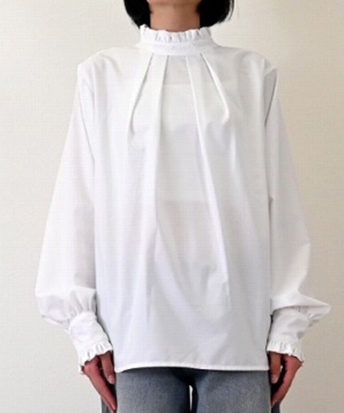 STYLEBLOCK（スタイルブロック）の「プチフリル2WAYブラウス（シャツ/ブラウス・レディース・ブラック/ライトブルー/ブルー/ホワイト・M）」の7枚目の写真