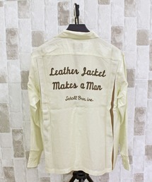 チェーン刺繍 長袖 ボーリングシャツ