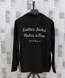 チェーン刺繍 長袖 ボーリングシャツ