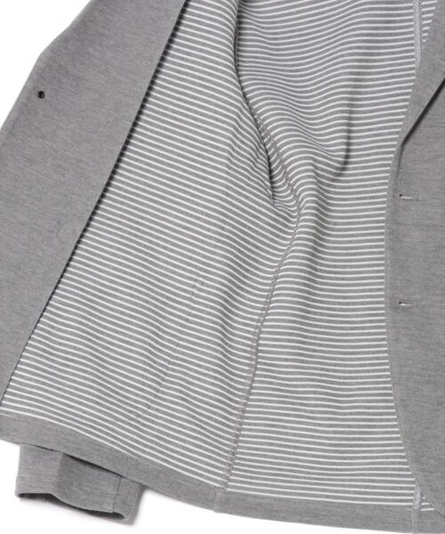 m.f.editorial（エムエフエディトリアル）の「【ハンドウォッシャブル】m.f.エディトリアル メンズ メランジ 裏ボーダー 2ボタンジャケット（カーディガン/ボレロ・メンズ・グレー/ネイビー・MEDIUM/LARGE/X-LARGE）」の5枚目の写真