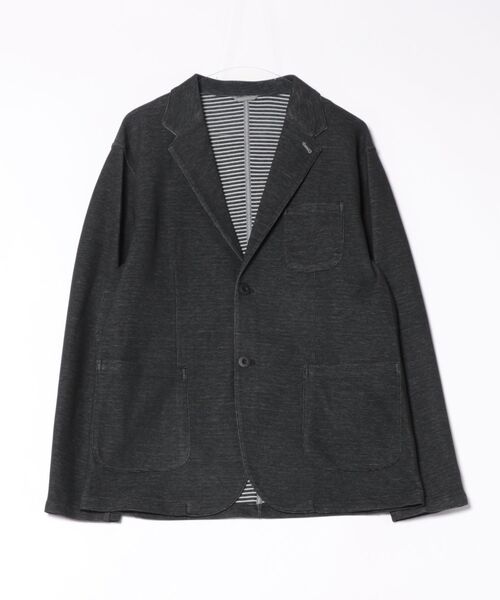 m.f.editorial（エムエフエディトリアル）の「【ハンドウォッシャブル】m.f.エディトリアル メンズ メランジ 裏ボーダー 2ボタンジャケット（カーディガン/ボレロ・メンズ・グレー/ネイビー・MEDIUM/LARGE/X-LARGE）」の11枚目の写真