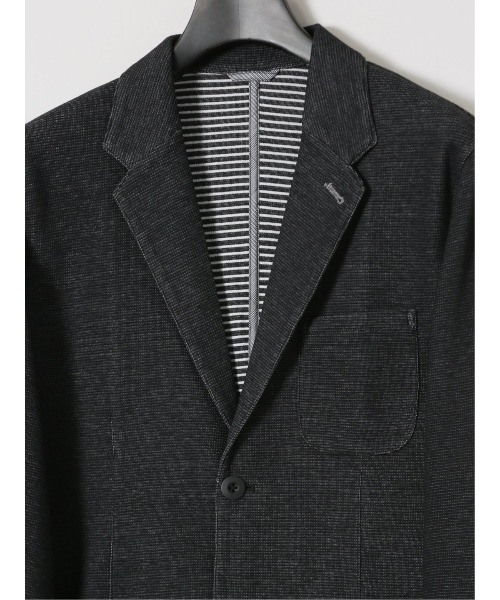 m.f.editorial（エムエフエディトリアル）の「【ハンドウォッシャブル】m.f.エディトリアル メンズ メランジ 裏ボーダー 2ボタンジャケット（カーディガン/ボレロ・メンズ・グレー/ネイビー・MEDIUM/LARGE/X-LARGE）」の12枚目の写真