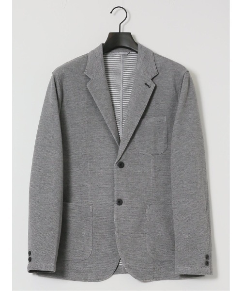 m.f.editorial（エムエフエディトリアル）の「【ハンドウォッシャブル】m.f.エディトリアル メンズ メランジ 裏ボーダー 2ボタンジャケット（カーディガン/ボレロ・メンズ・グレー/ネイビー・MEDIUM/LARGE/X-LARGE）」の17枚目の写真