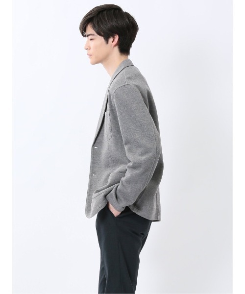 m.f.editorial（エムエフエディトリアル）の「【ハンドウォッシャブル】m.f.エディトリアル メンズ メランジ 裏ボーダー 2ボタンジャケット（カーディガン/ボレロ・メンズ・グレー/ネイビー・MEDIUM/LARGE/X-LARGE）」の22枚目の写真